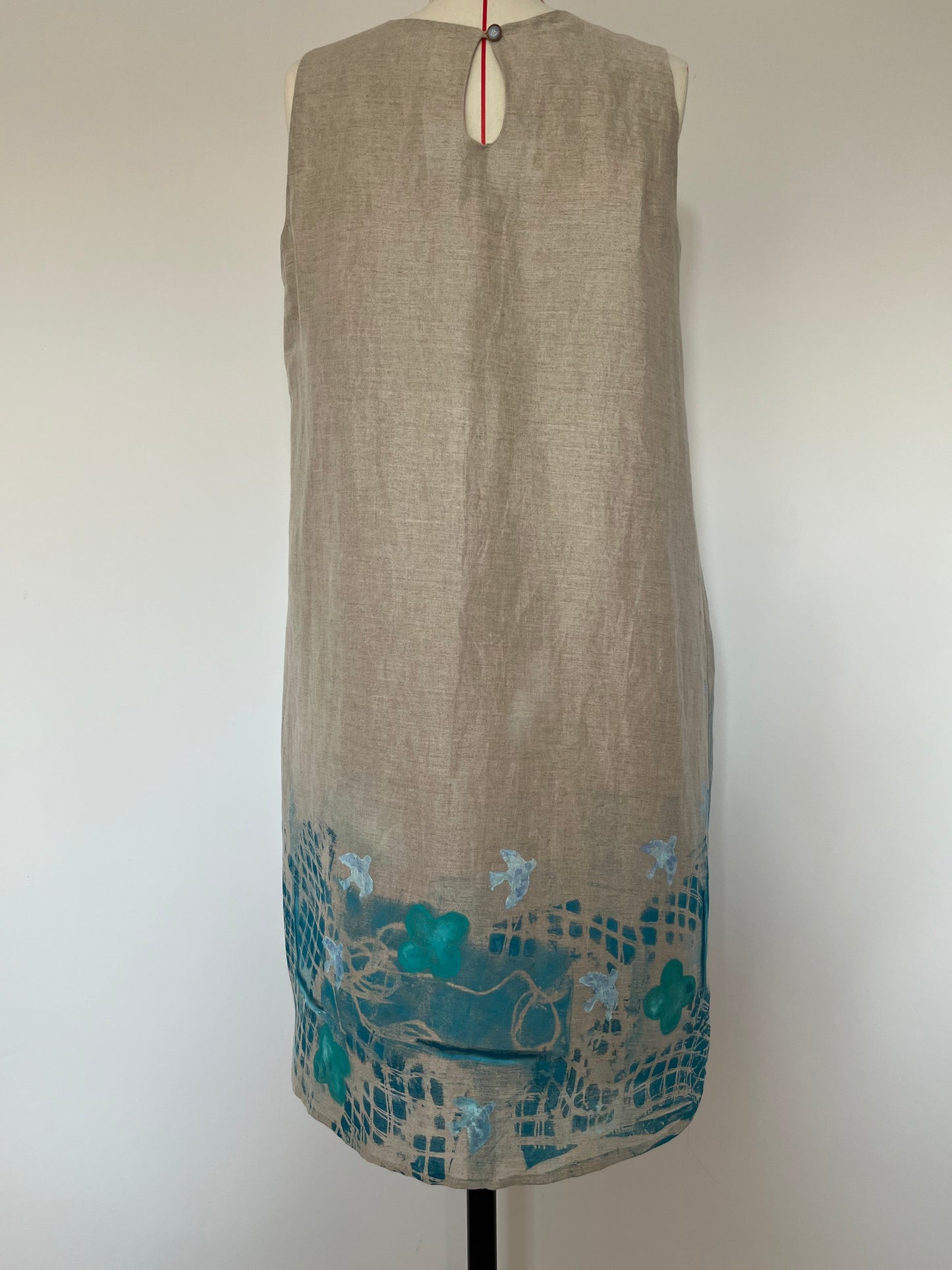 Light Blues Hand Painted Linen Dress