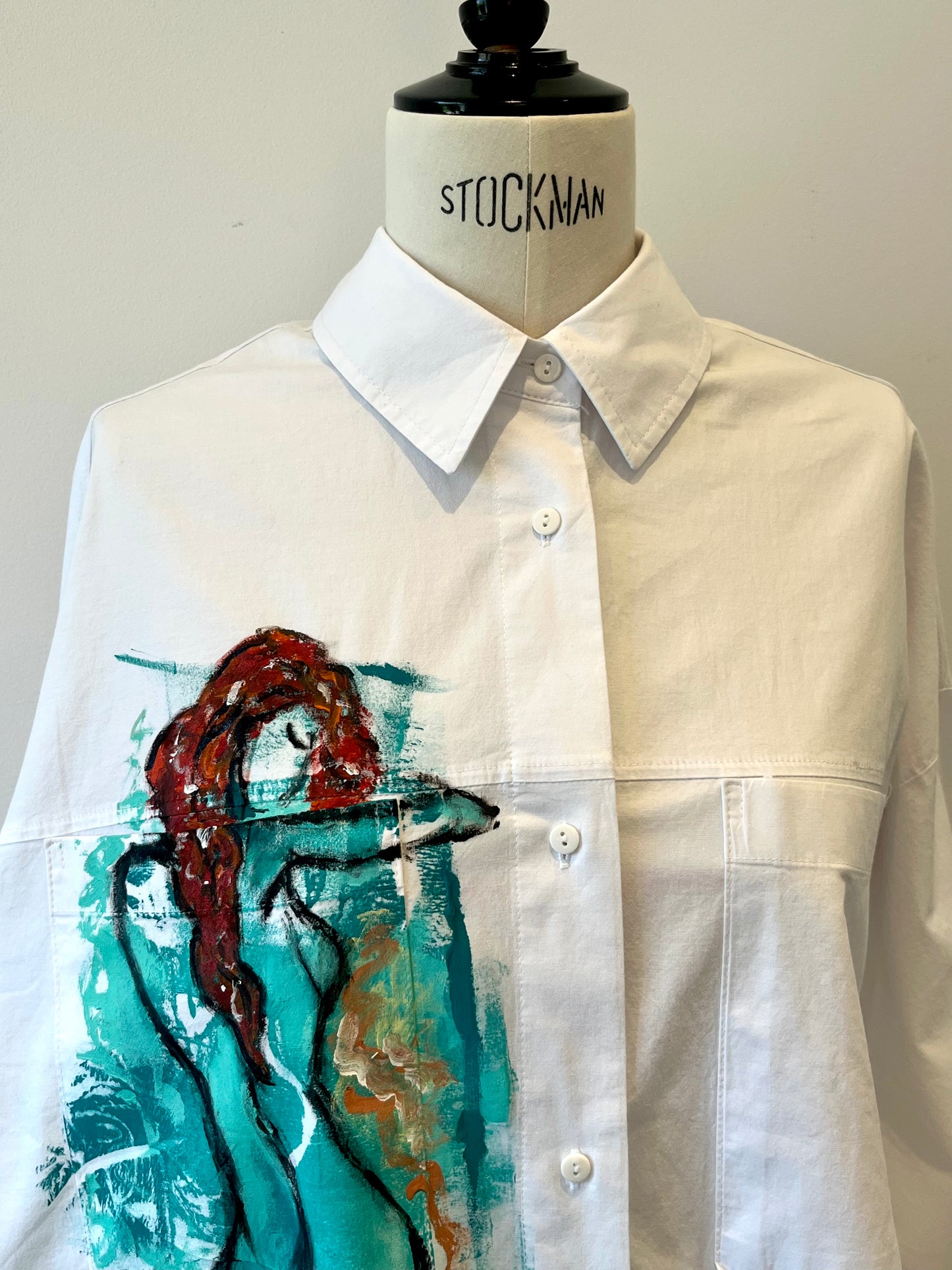 Blue Handpainted Cotton Shirt