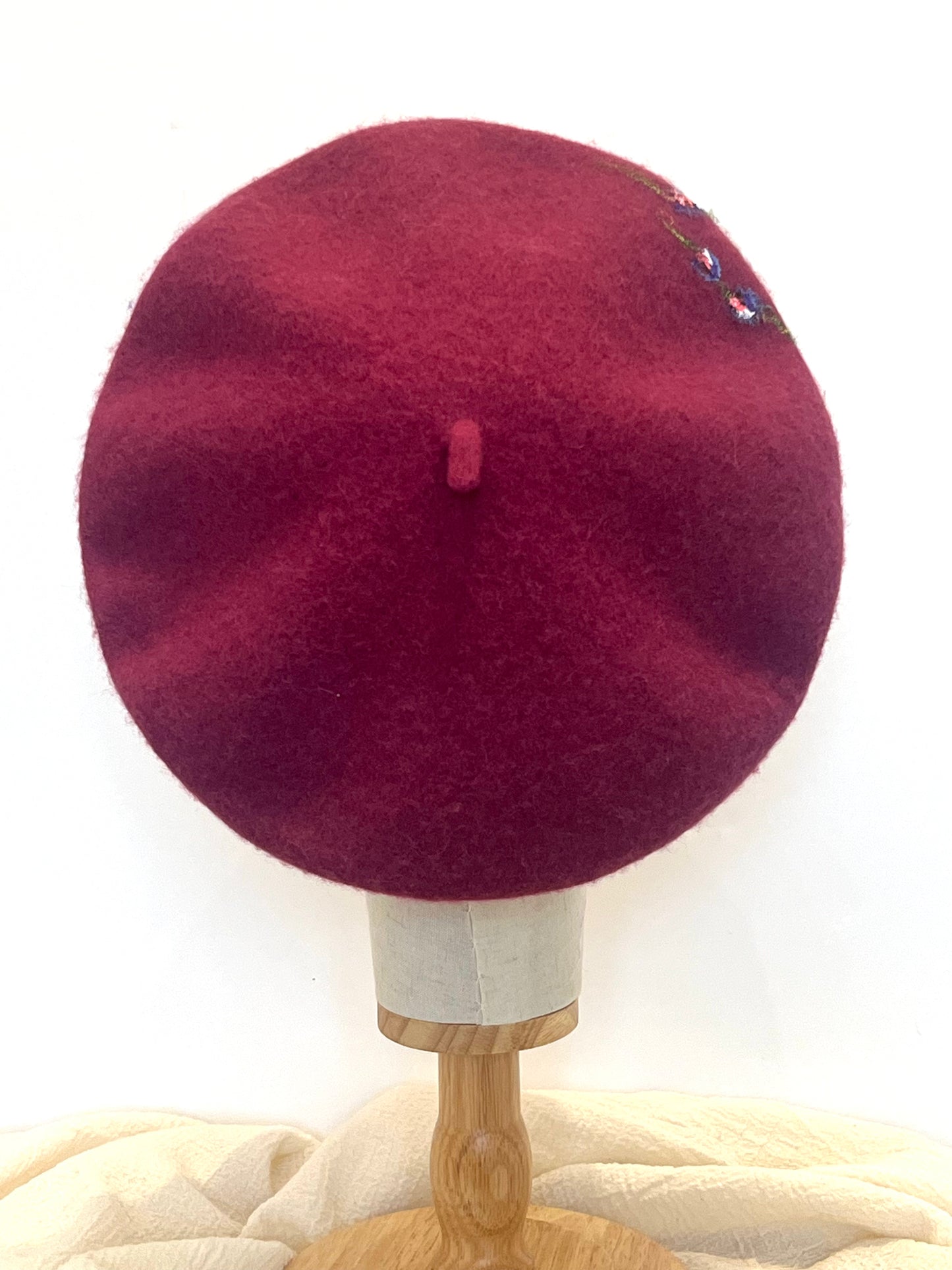 Light Flowers Hand Painted Wool Beret
