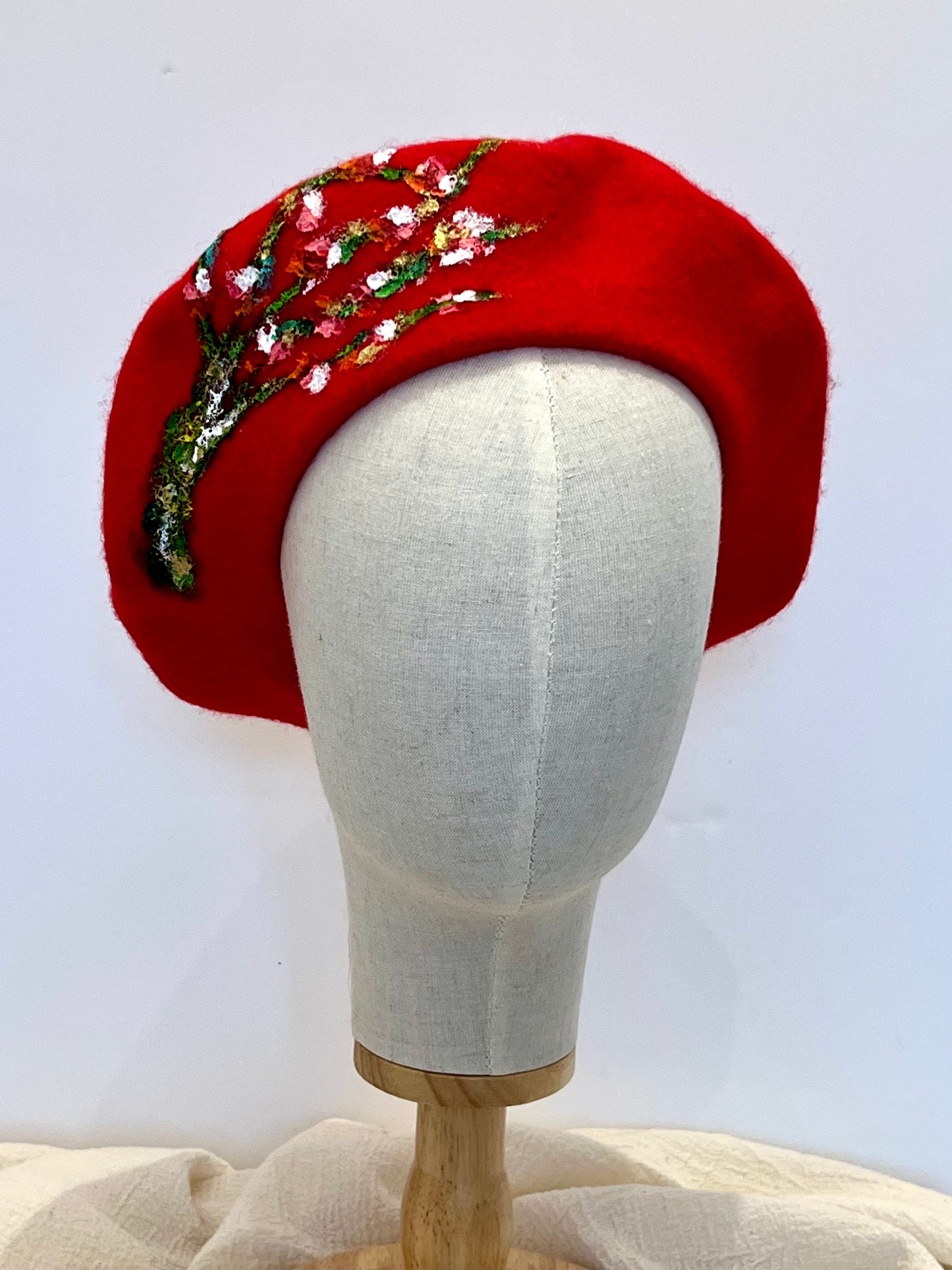 Spring Bloom Hand Painted Wool Beret