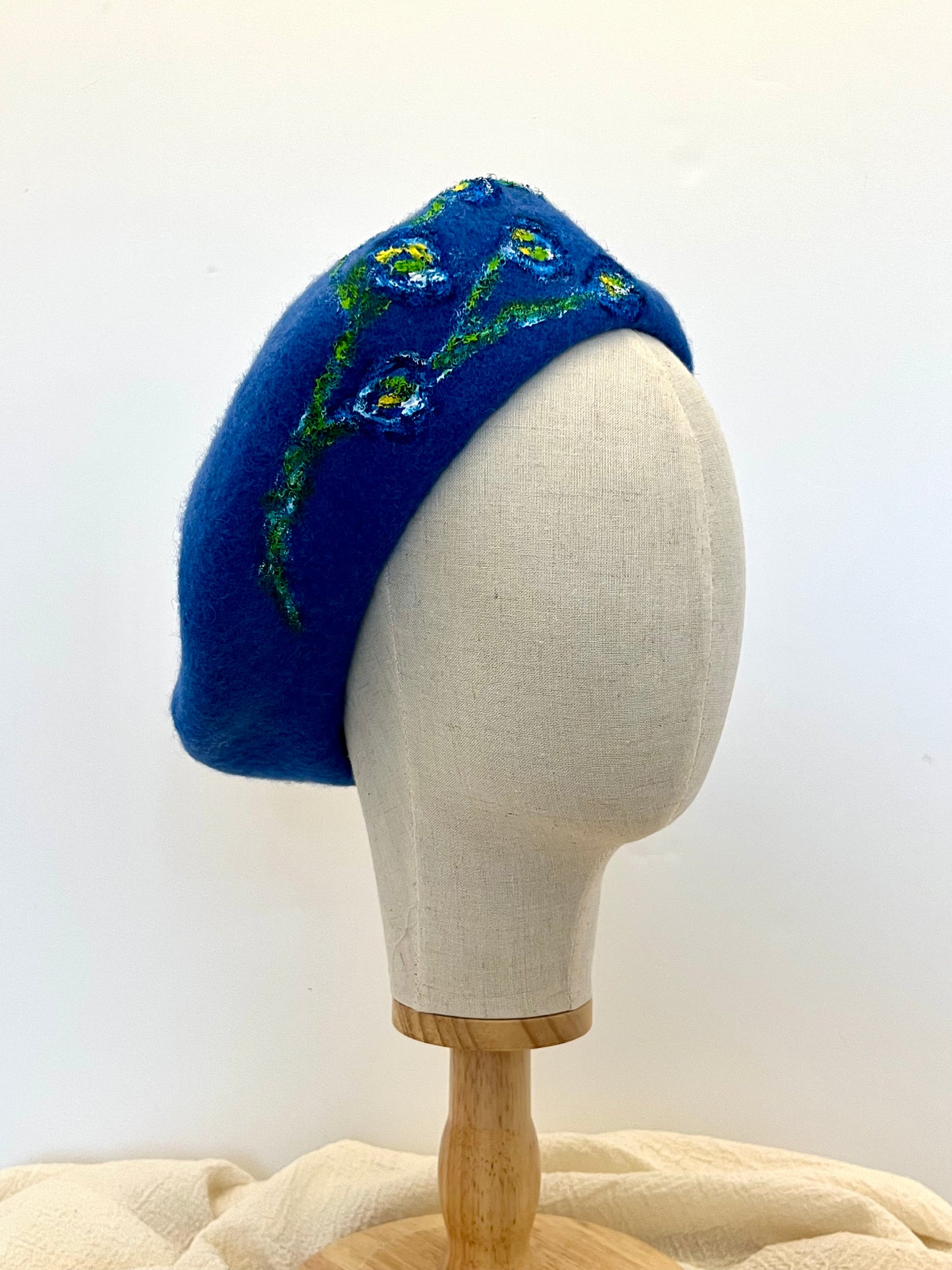 Blue Whisper Wool Hand Painted Wool Hats