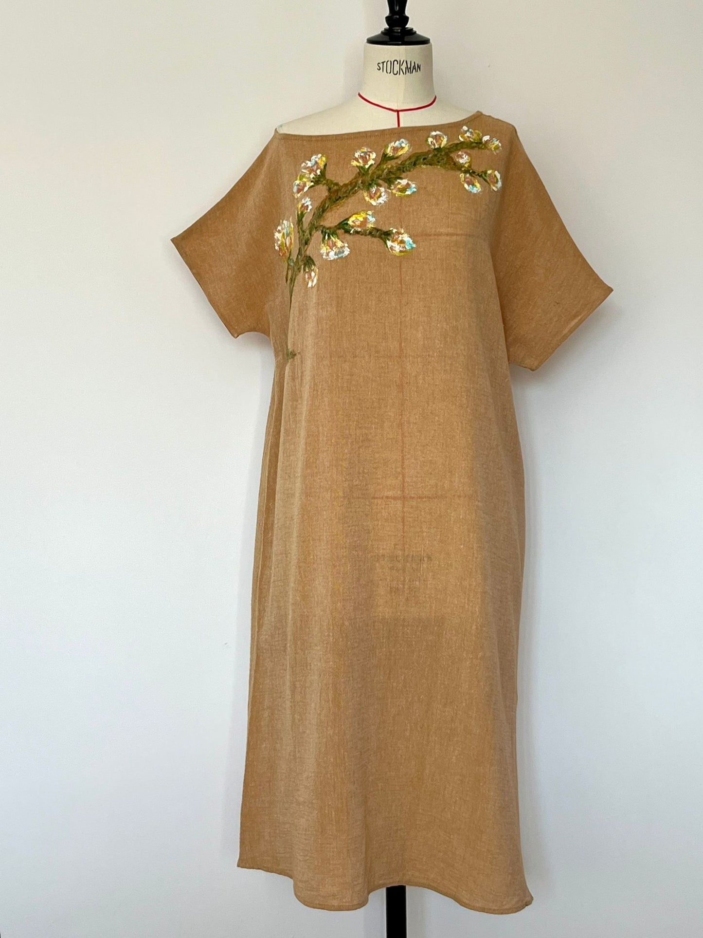 Yellow Bloom Hand Painted Cotton Oversize Dress