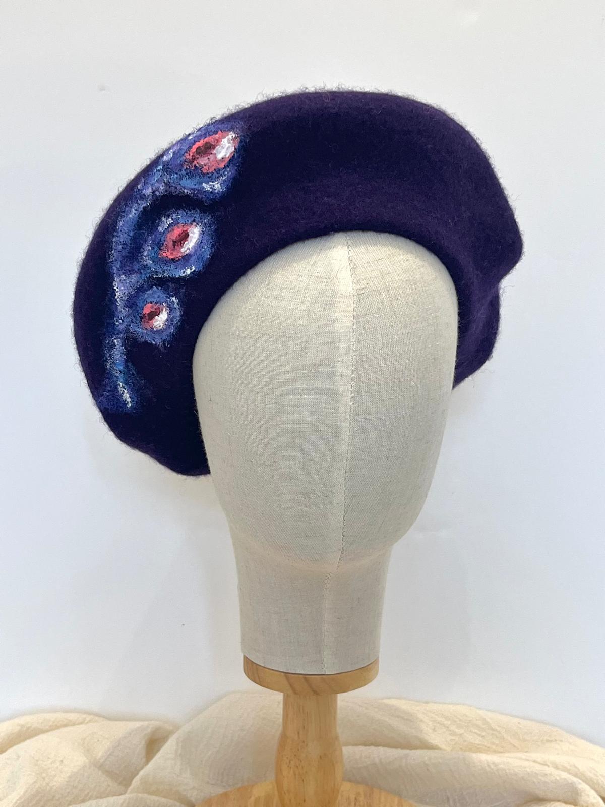 Purple Eyes Wool Beret