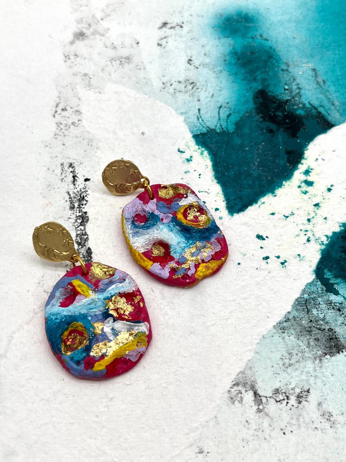 Iris Handmade and Handpainted Earring