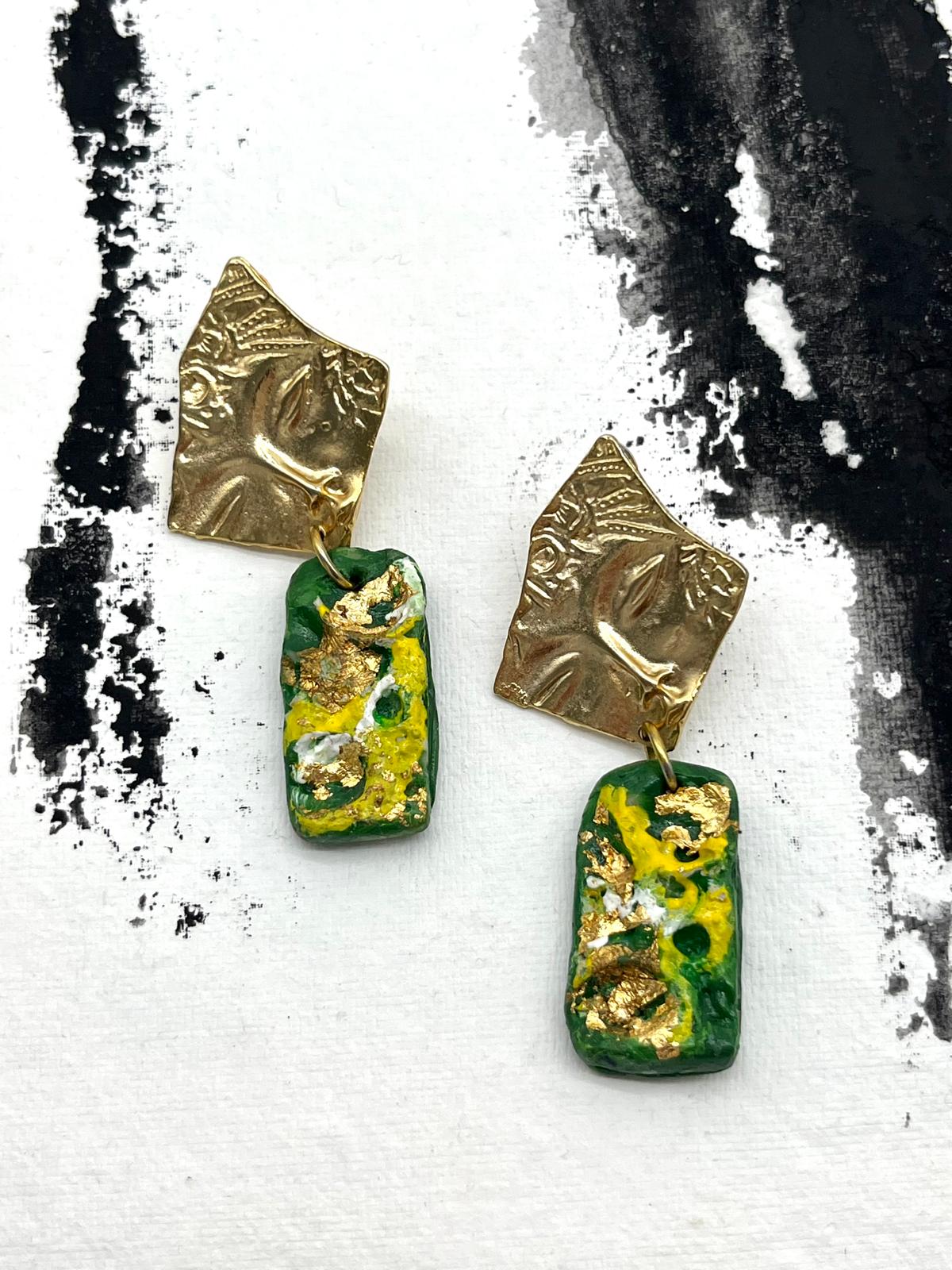 Golden Haze Handmade and Painted Earring