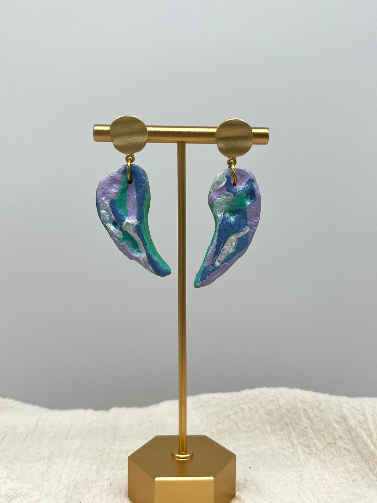 Lilac Handmade and Painted Earring