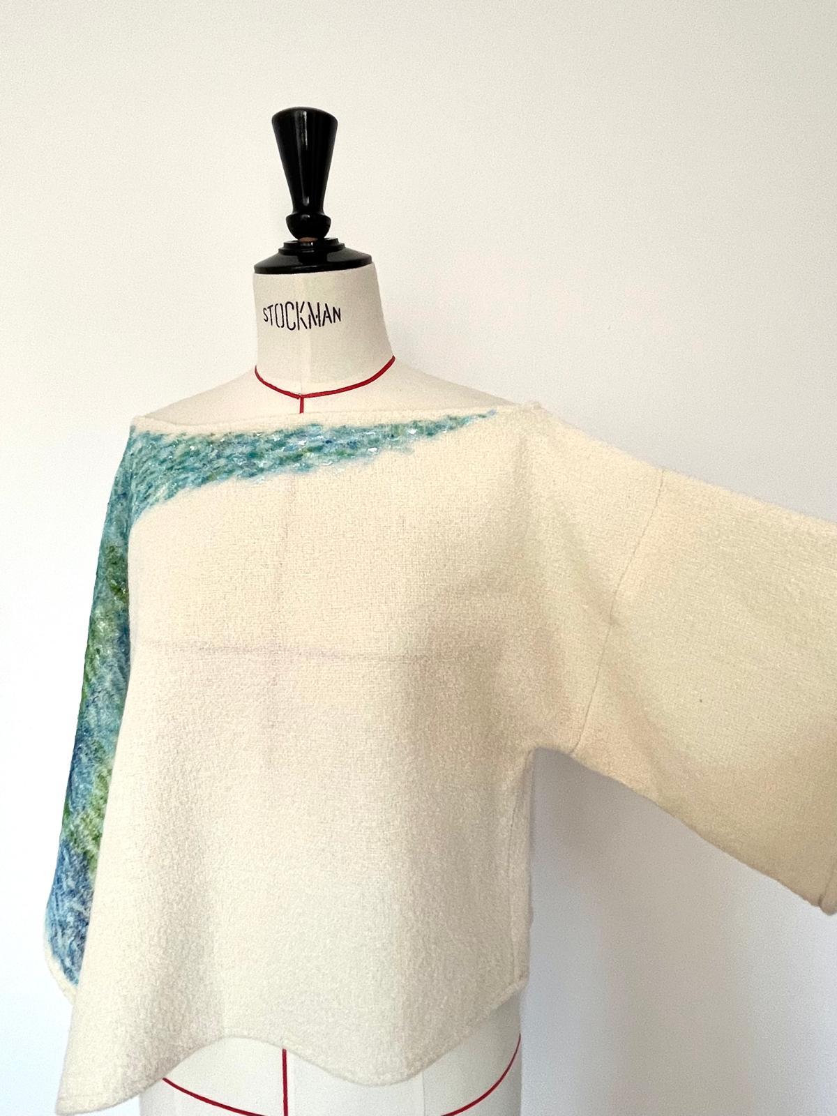 Blue Sea Hand Painted Wool Shawl