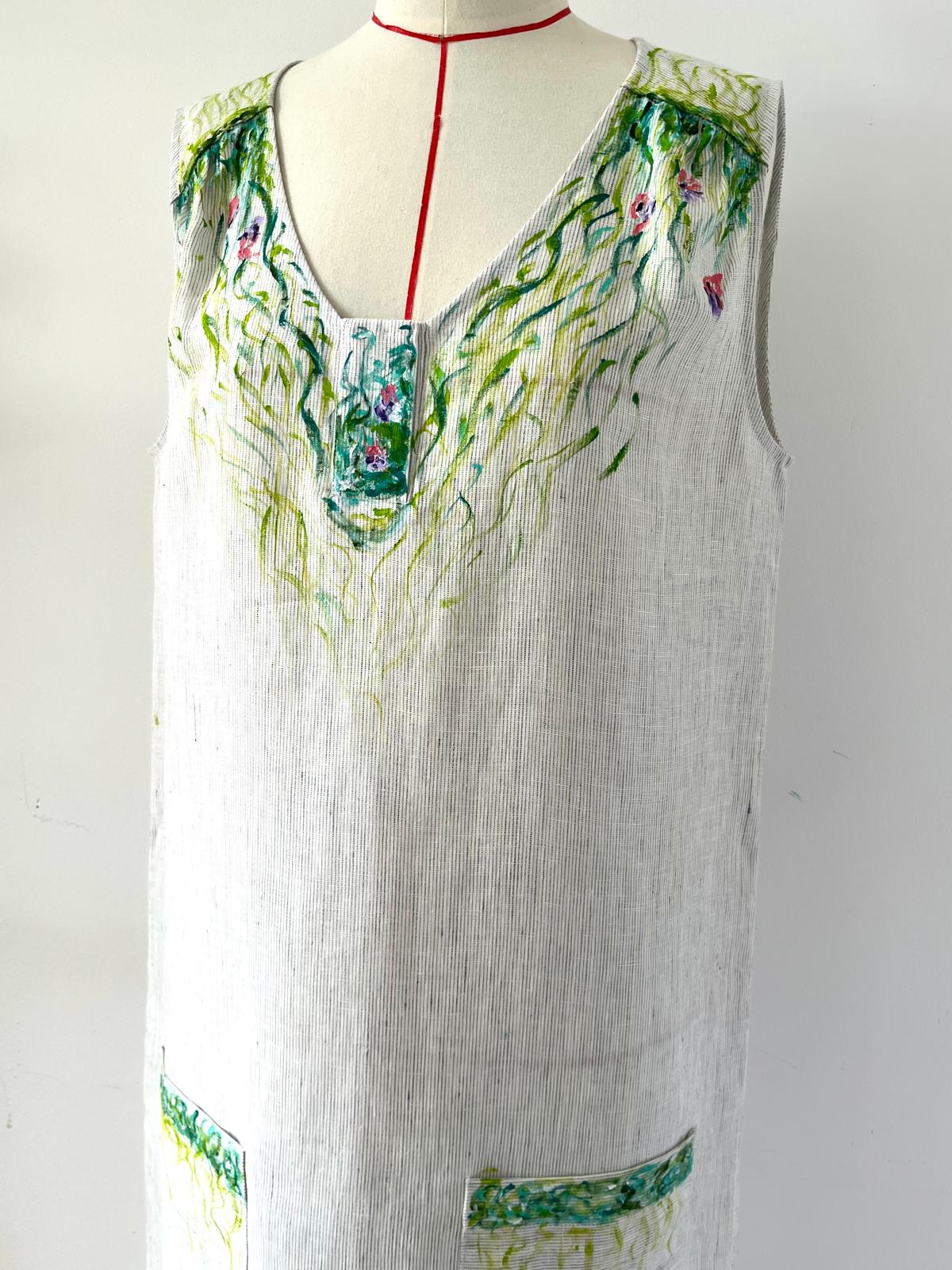 Garden Hand Painted Linen Dress