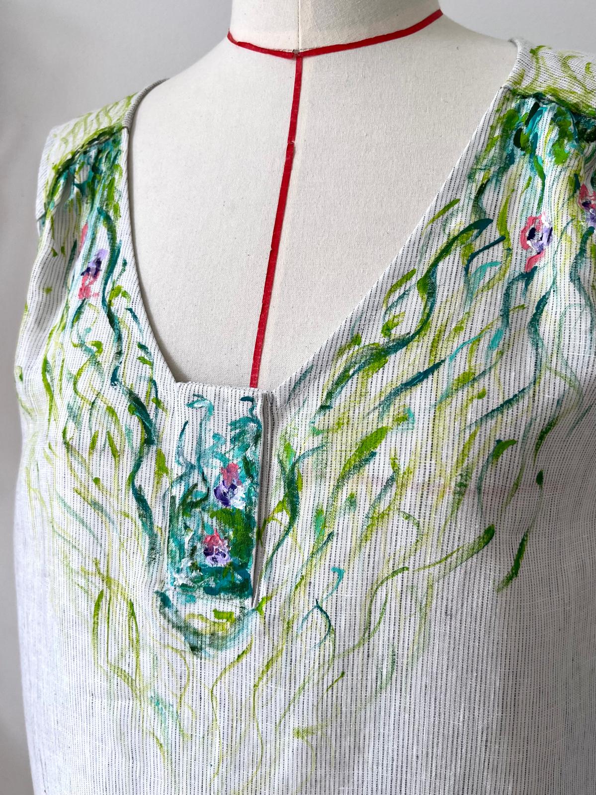 Garden Hand Painted Linen Dress