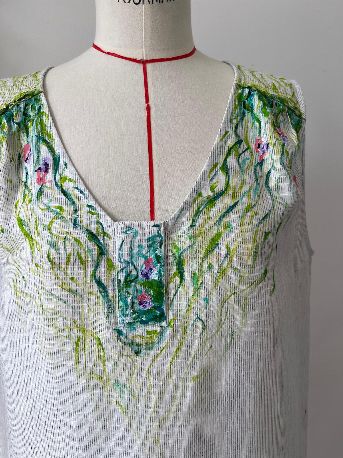 Garden Hand Painted Linen Dress
