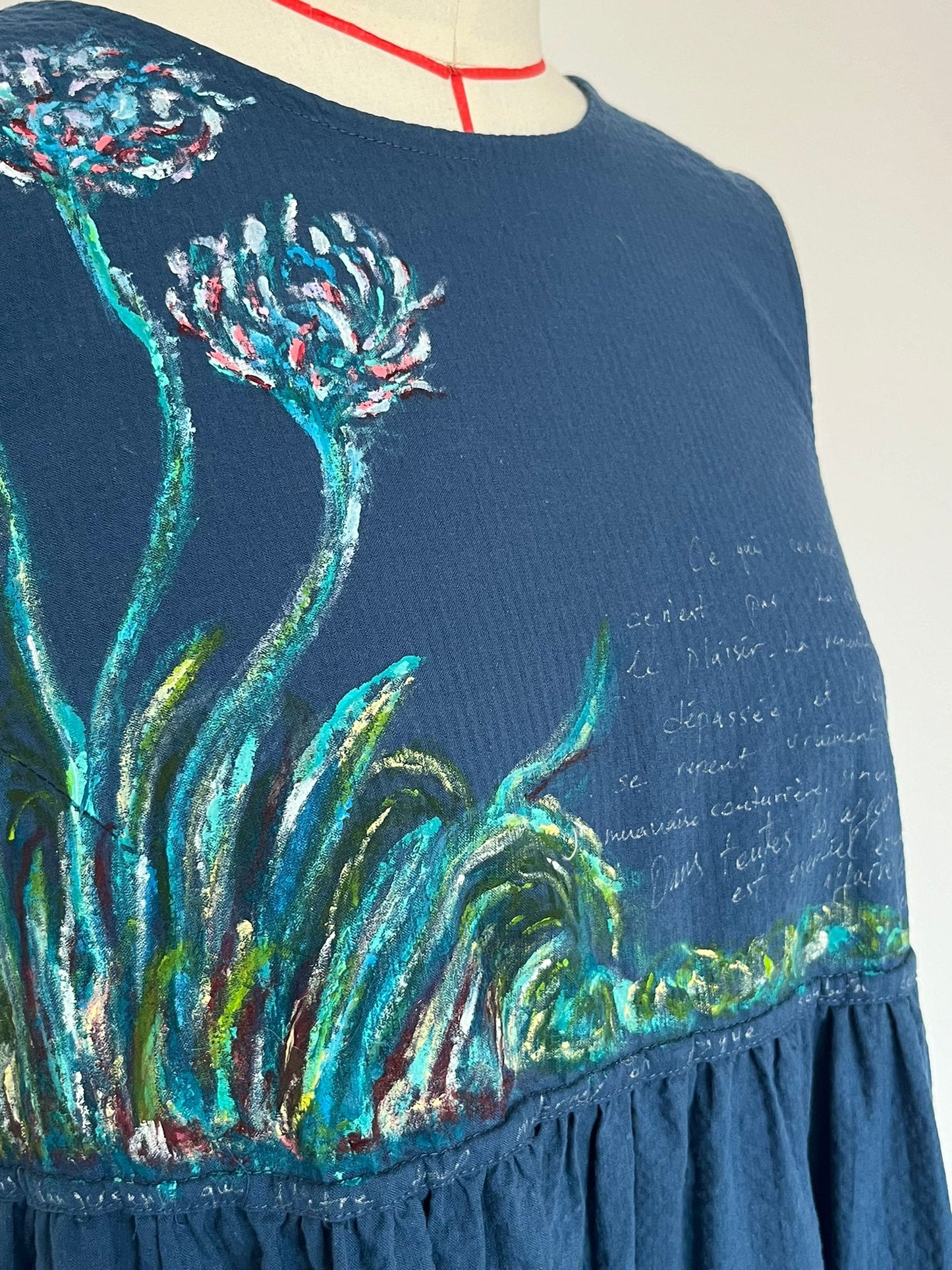 Bluebell Symphony Hand Painted Japanese Cotton Dress