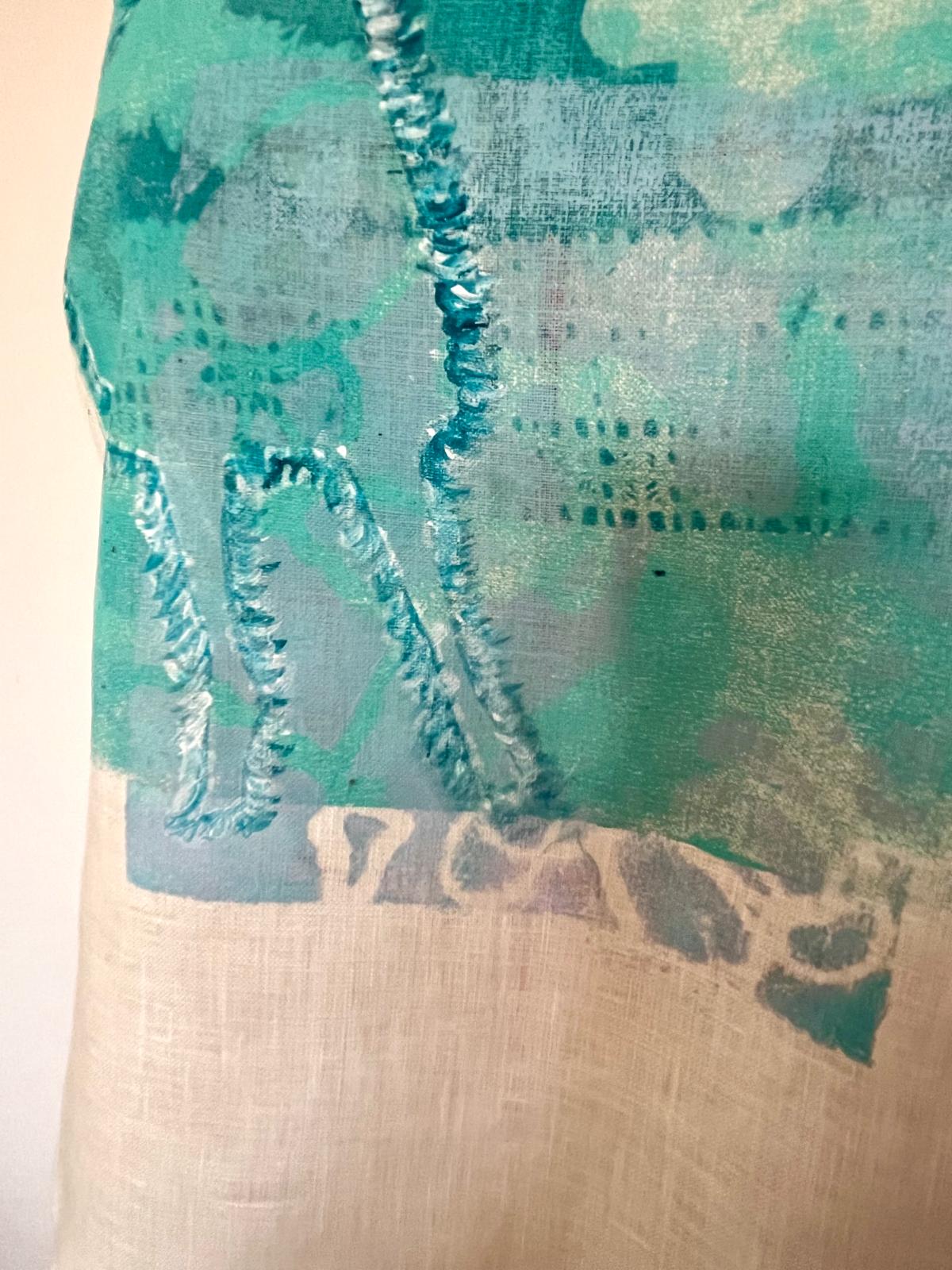 Deep Sea Hand Painted Linen Top