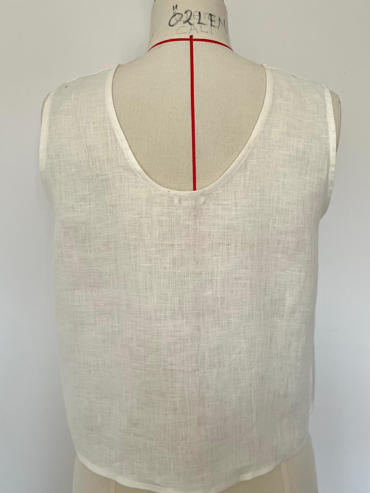 Deep Sea Hand Painted Linen Top