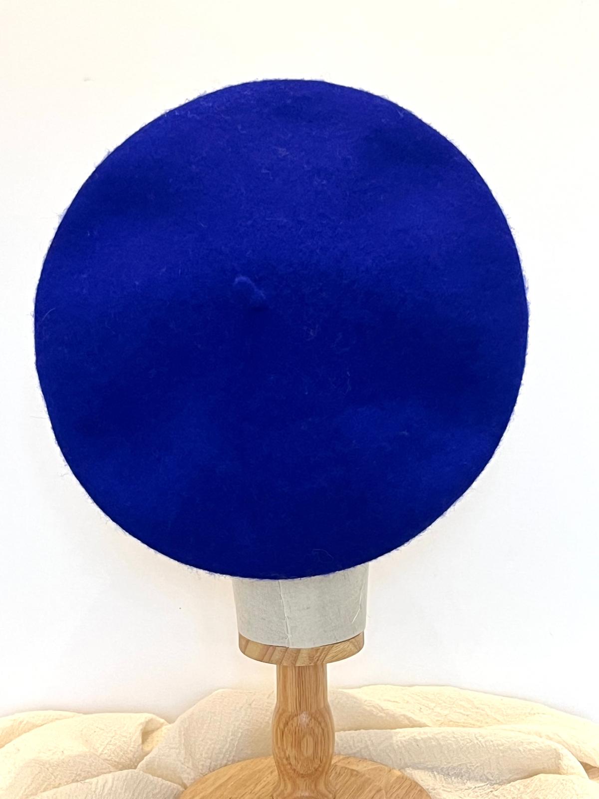 Blue waves hand-painted wool beret