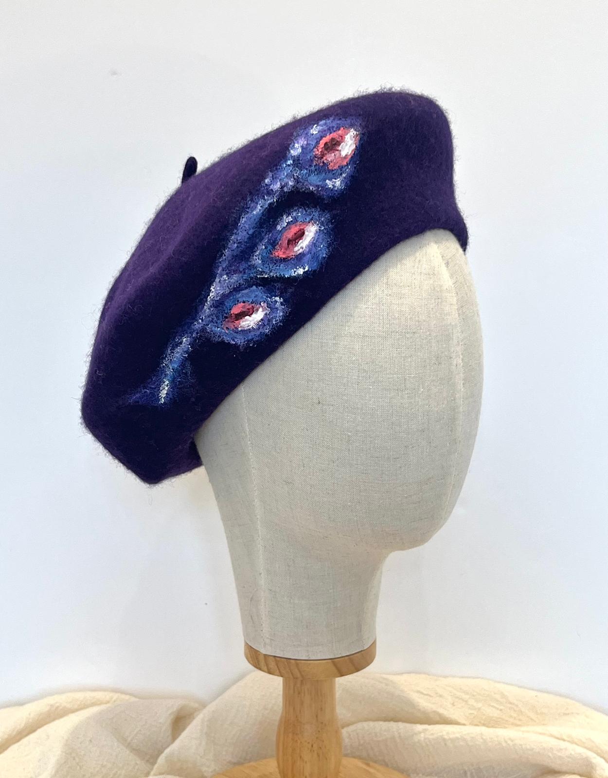 Purple Eyes Wool Beret