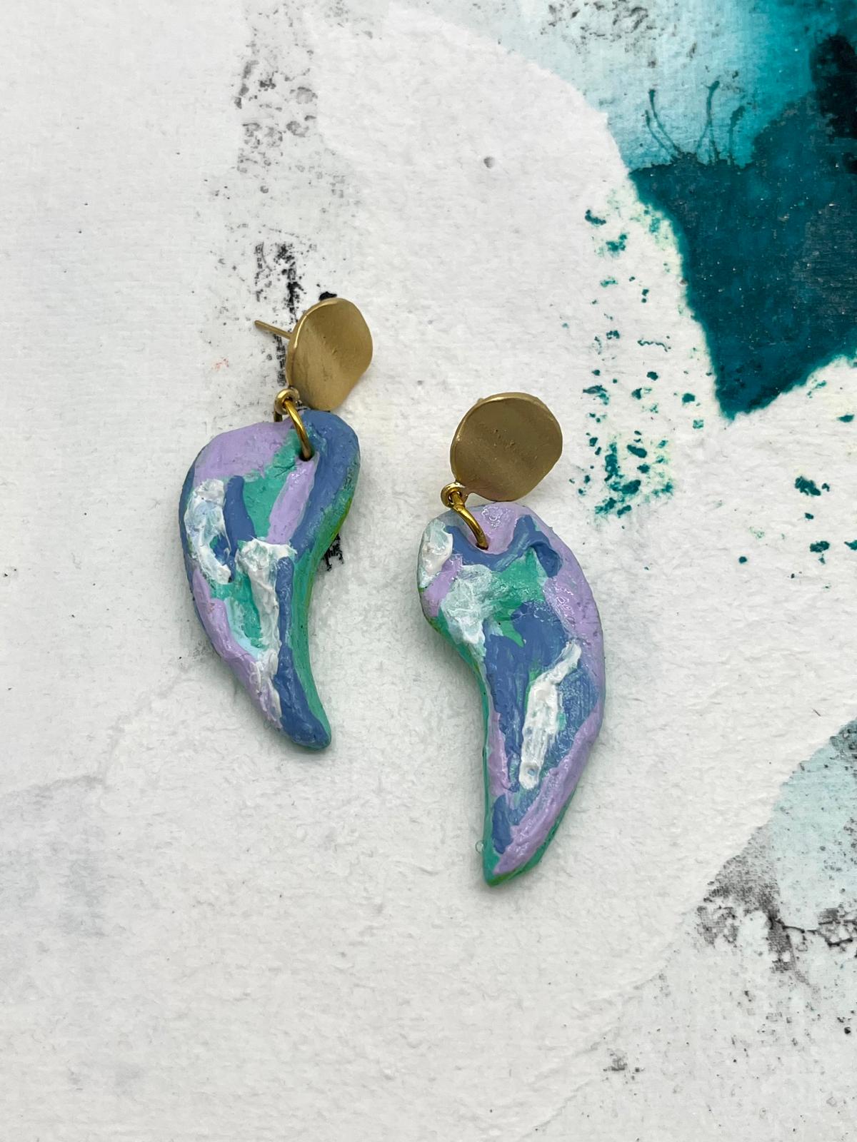 Lilac Handmade and Painted Earring