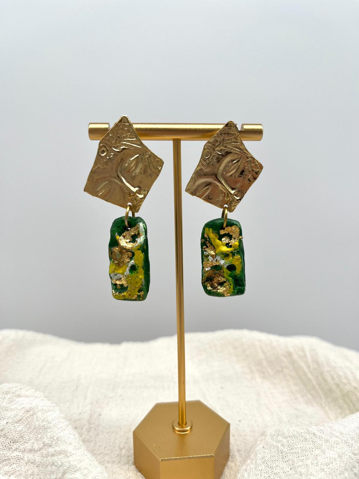 Golden Haze Handmade and Painted Earring