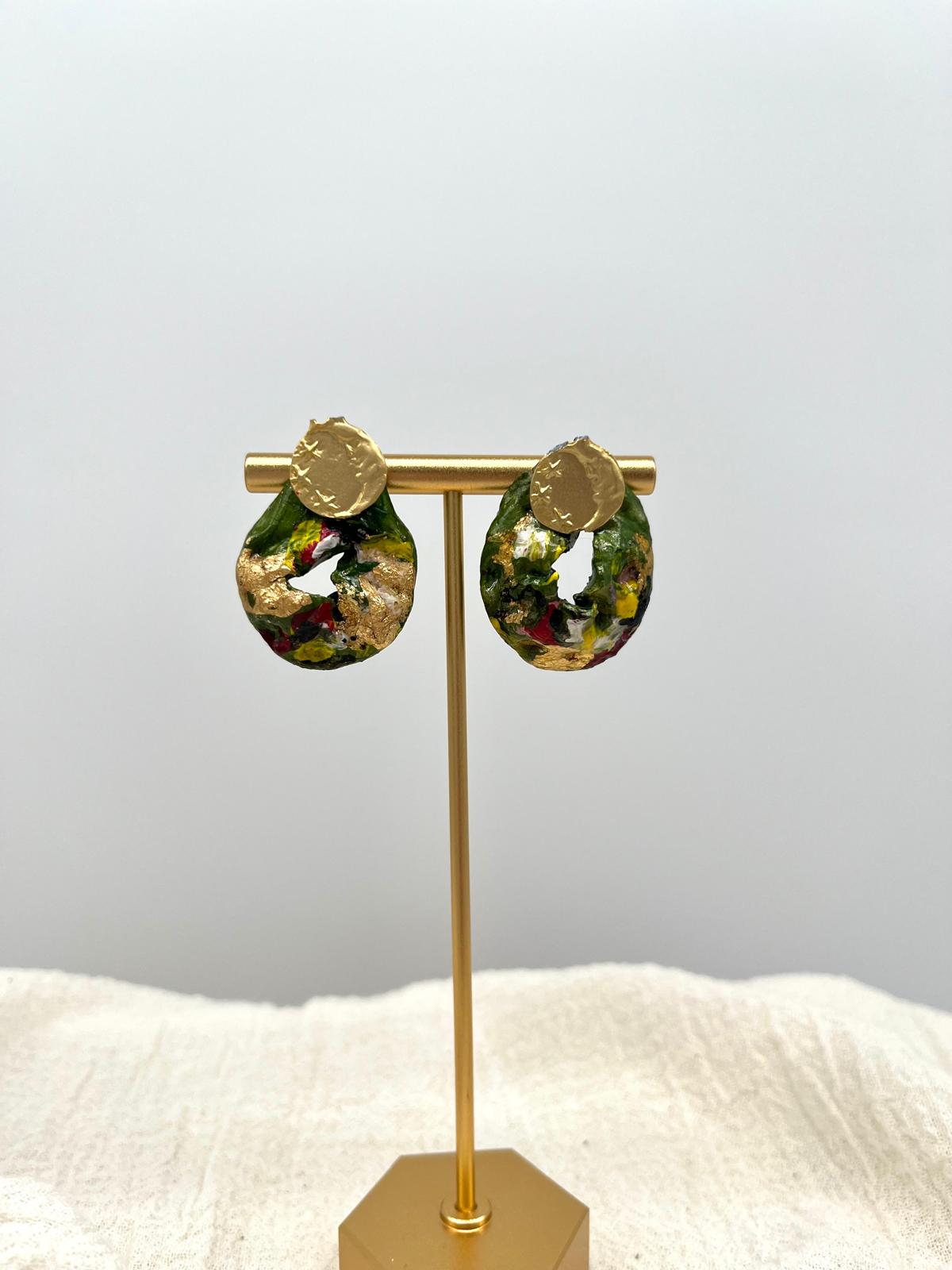 Moon Handmade and Painted Earring