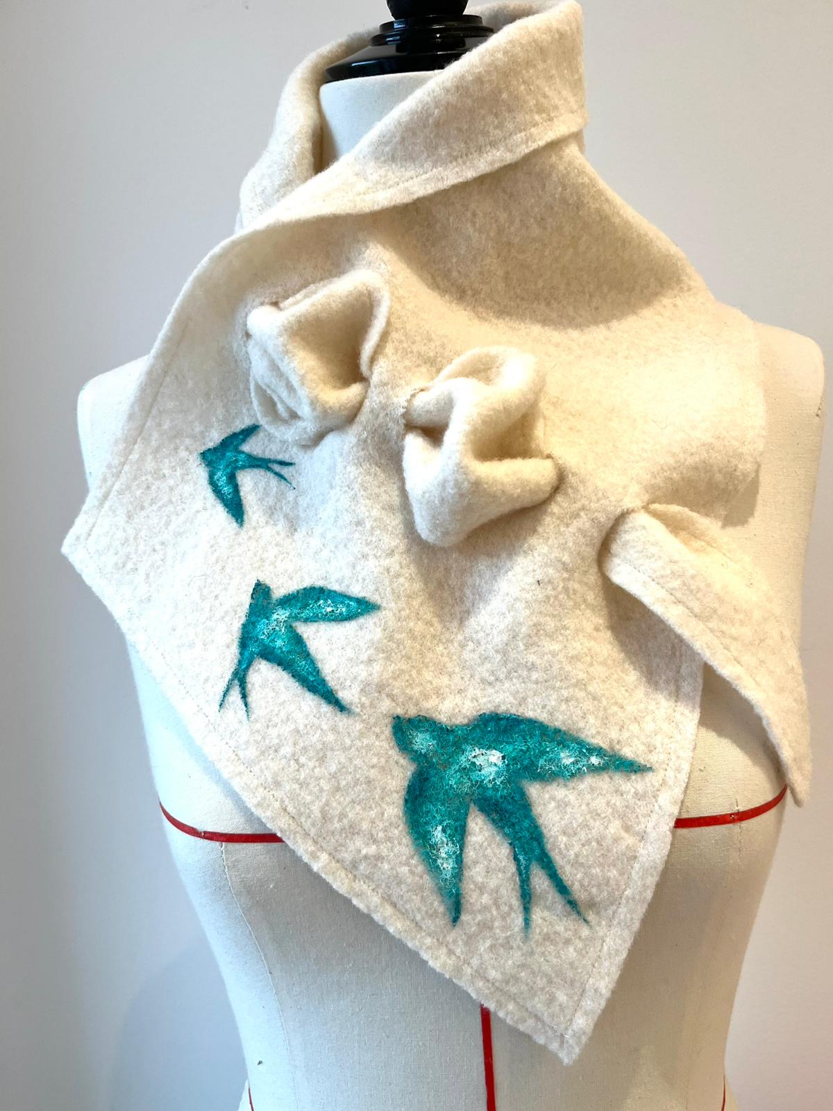 Magritte Birds Hand Painted Scarf