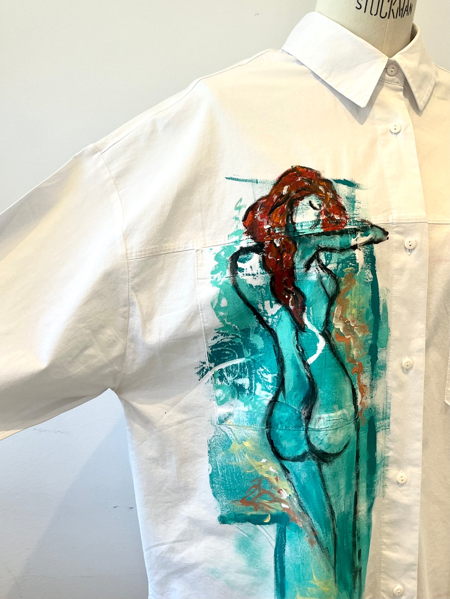Blue Handpainted Cotton Shirt