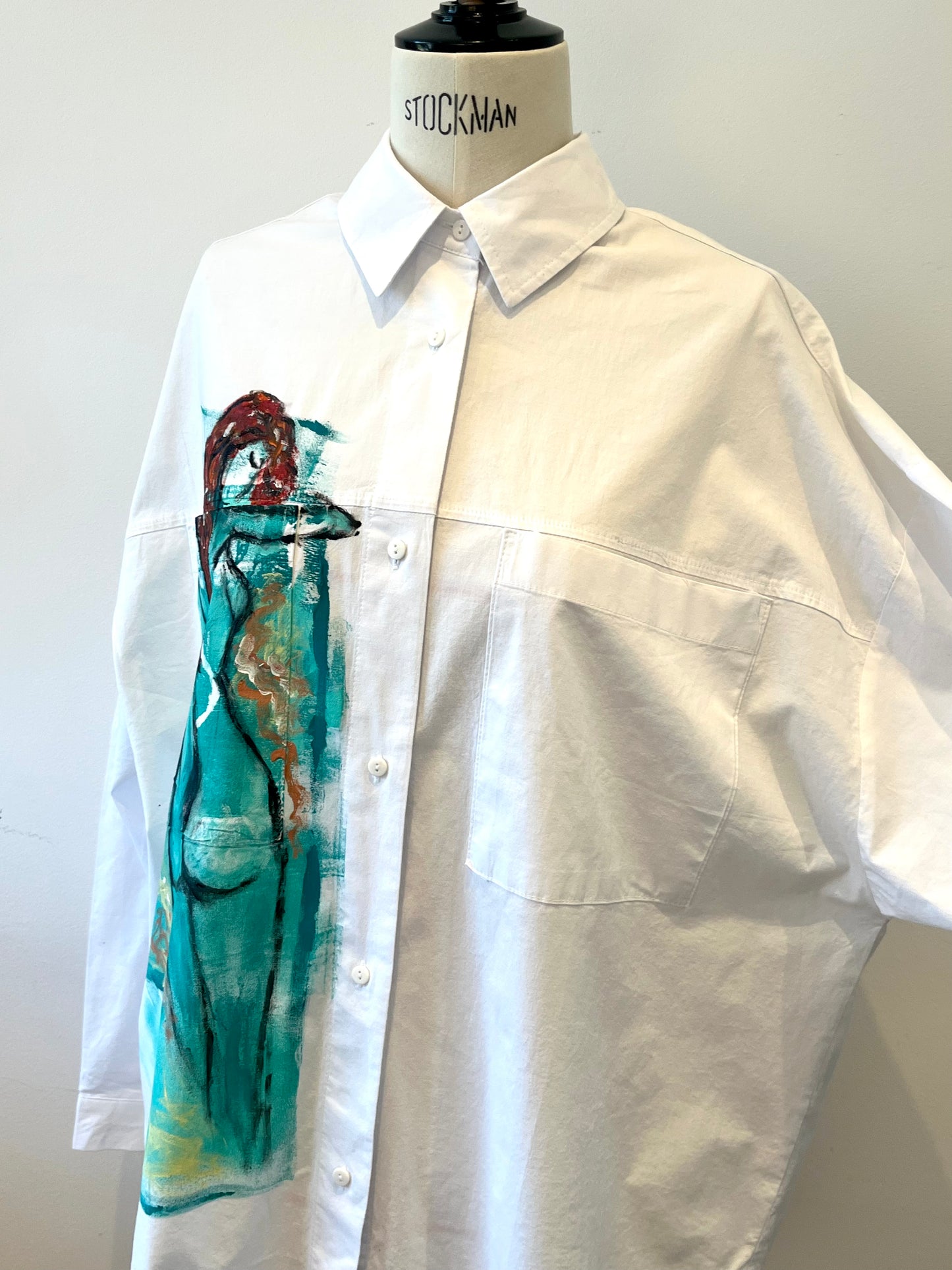 Blue Handpainted Cotton Shirt