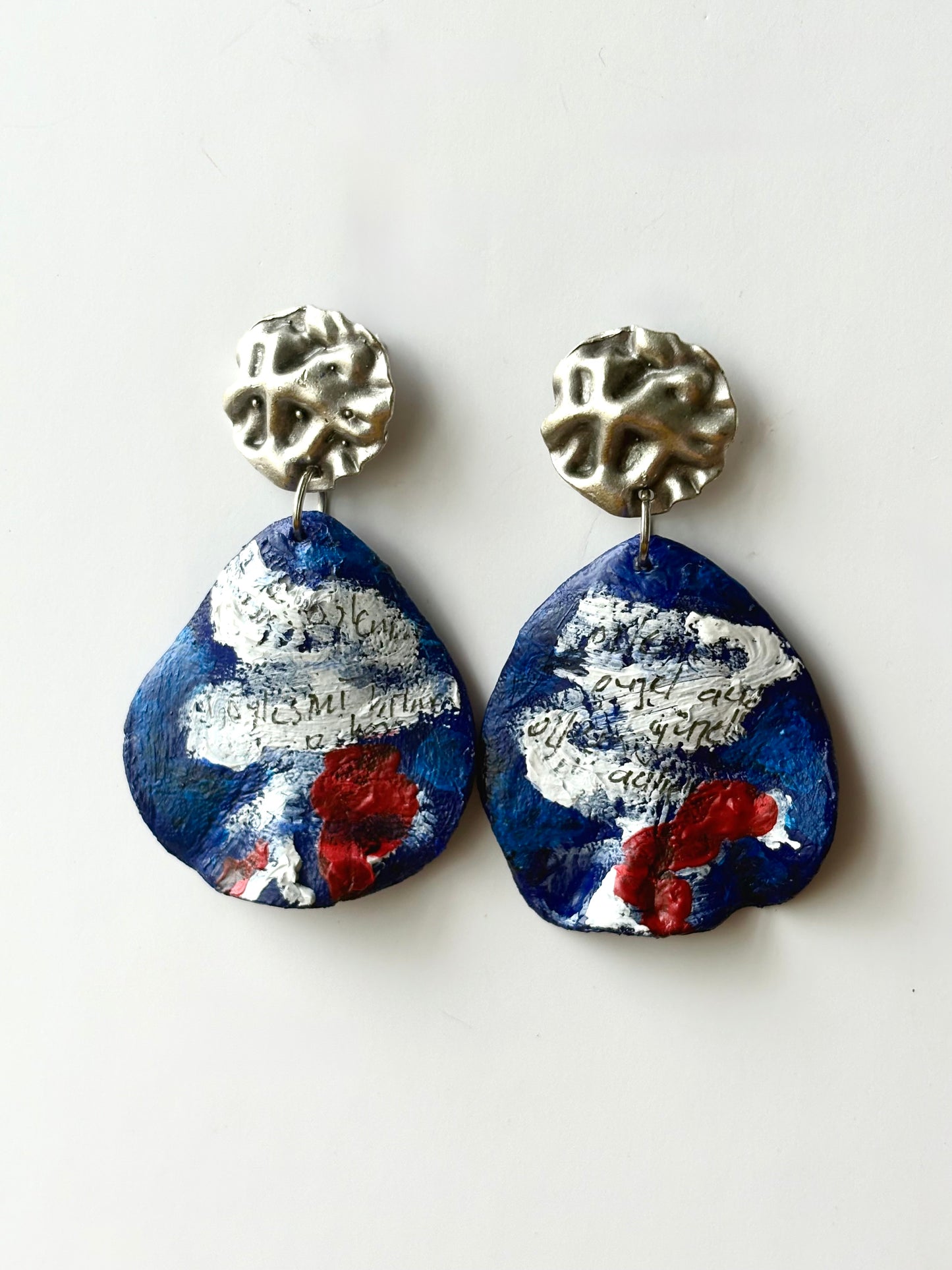 Artisanal Hand-Painted Wave Drop Earrings