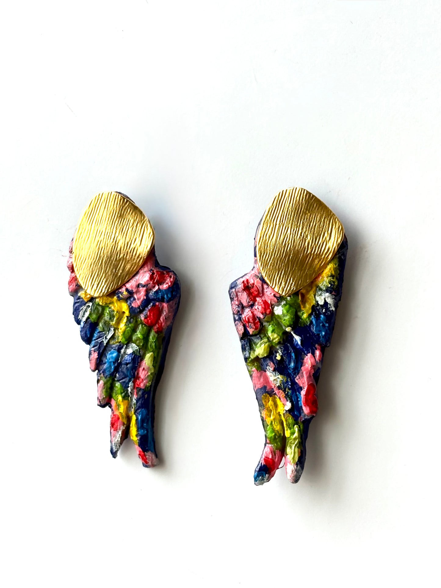 The Rainbow Feather Hand-Painted Earrings