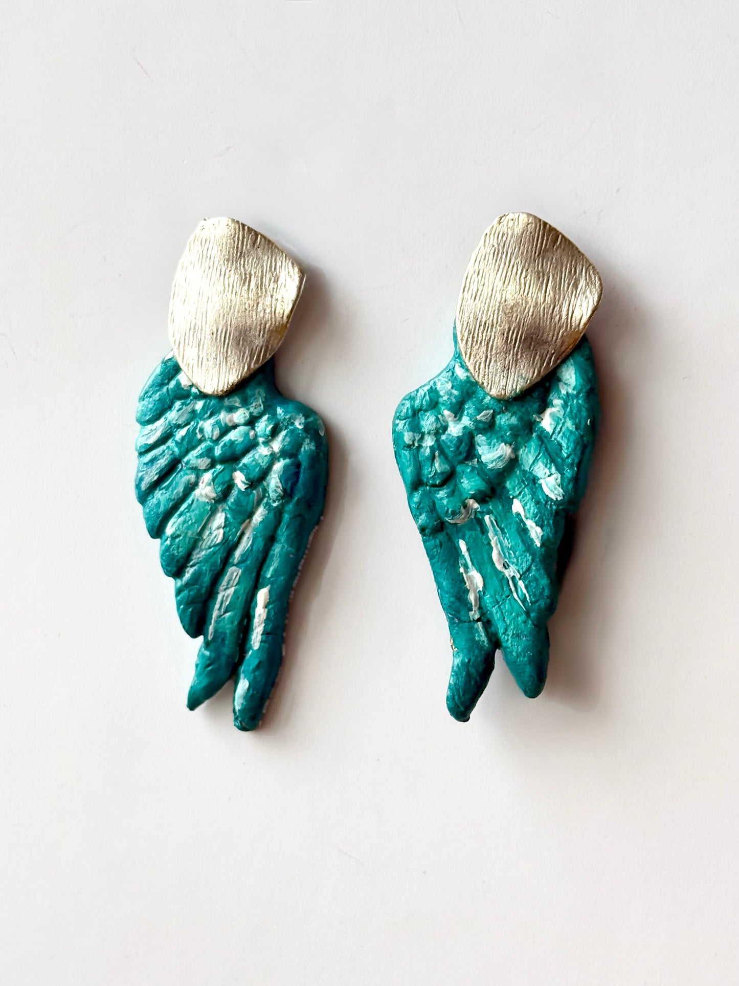 The Seraphic Teal Hand-Painted Earrings
