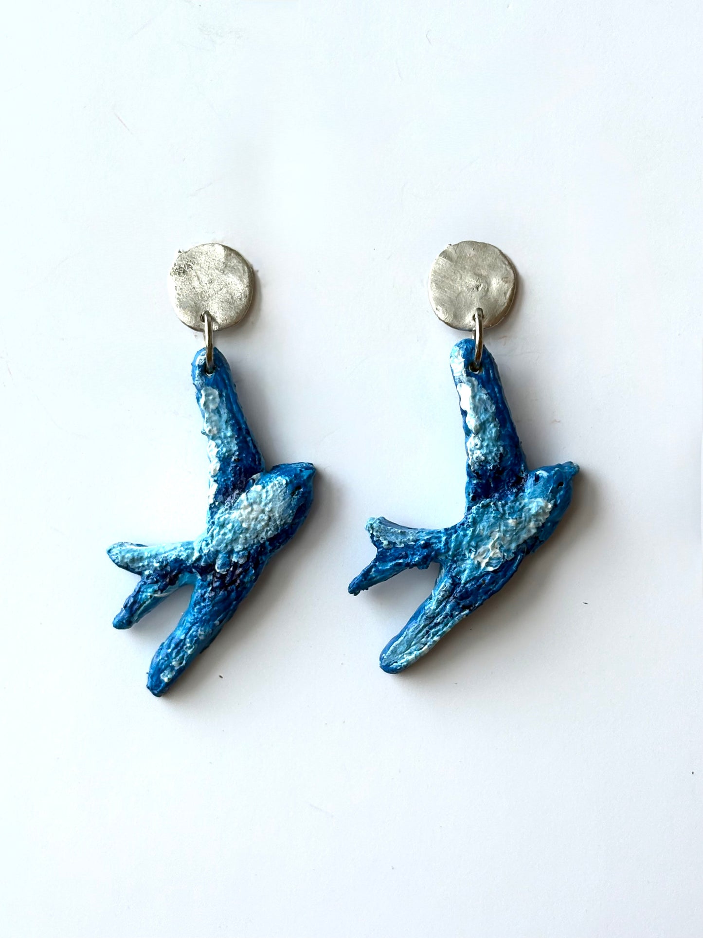 The Azure Swallow Hand-Painted Earrings