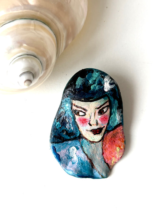 The Geisha’s Grace Hand-Painted Brooch
