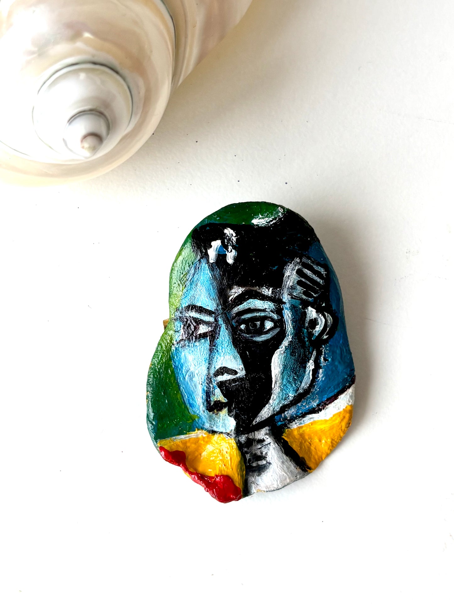 The Cubist Muse Hand-Painted Brooch