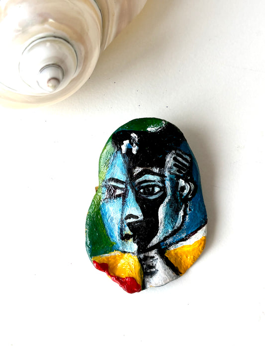 The Cubist Muse Hand-Painted Brooch