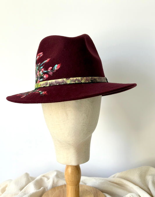 Wildflower Trail Handpainted Wool Fedora