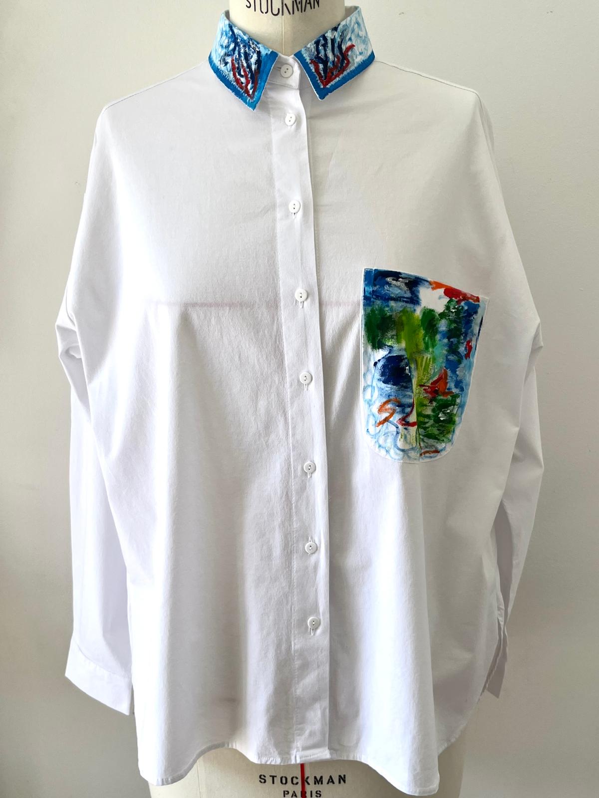 Impression Hand Painted Cotton Shirt
