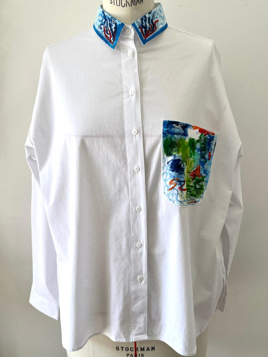 Impression Hand Painted Cotton Shirt