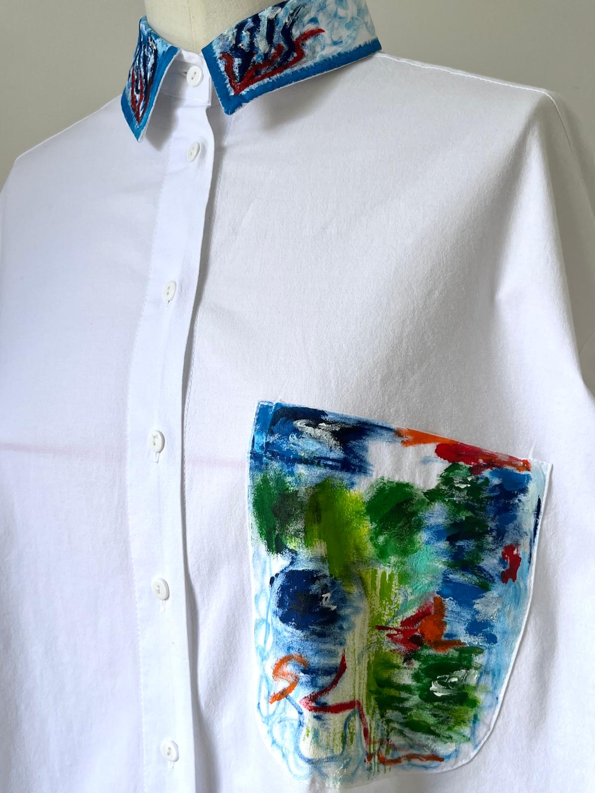 Impression Hand Painted Cotton Shirt