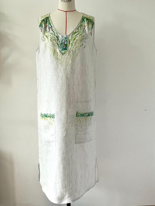 Garden Hand Painted Linen Dress