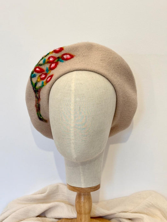 Floral Serenade Handpainted Wool Hat