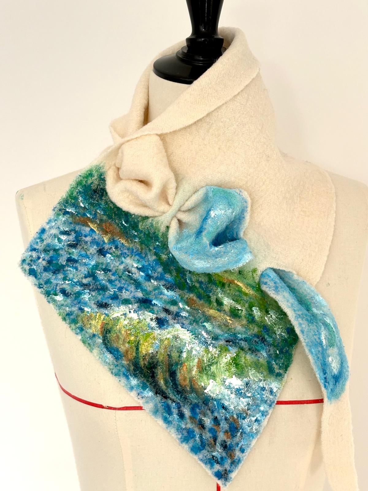 Sea Palette Hanpainted Wool Scarf