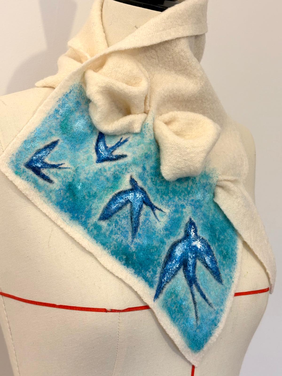 Blue Sky Handpainted Scarf