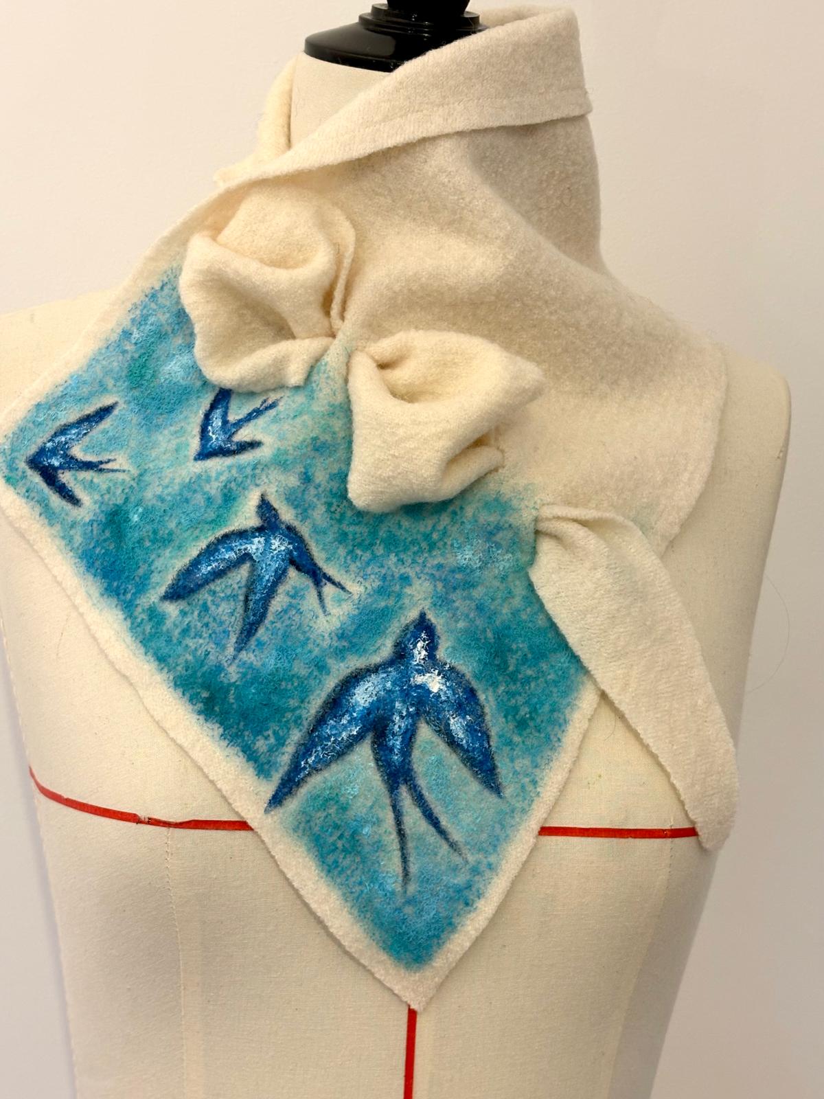 Blue Sky Handpainted Scarf