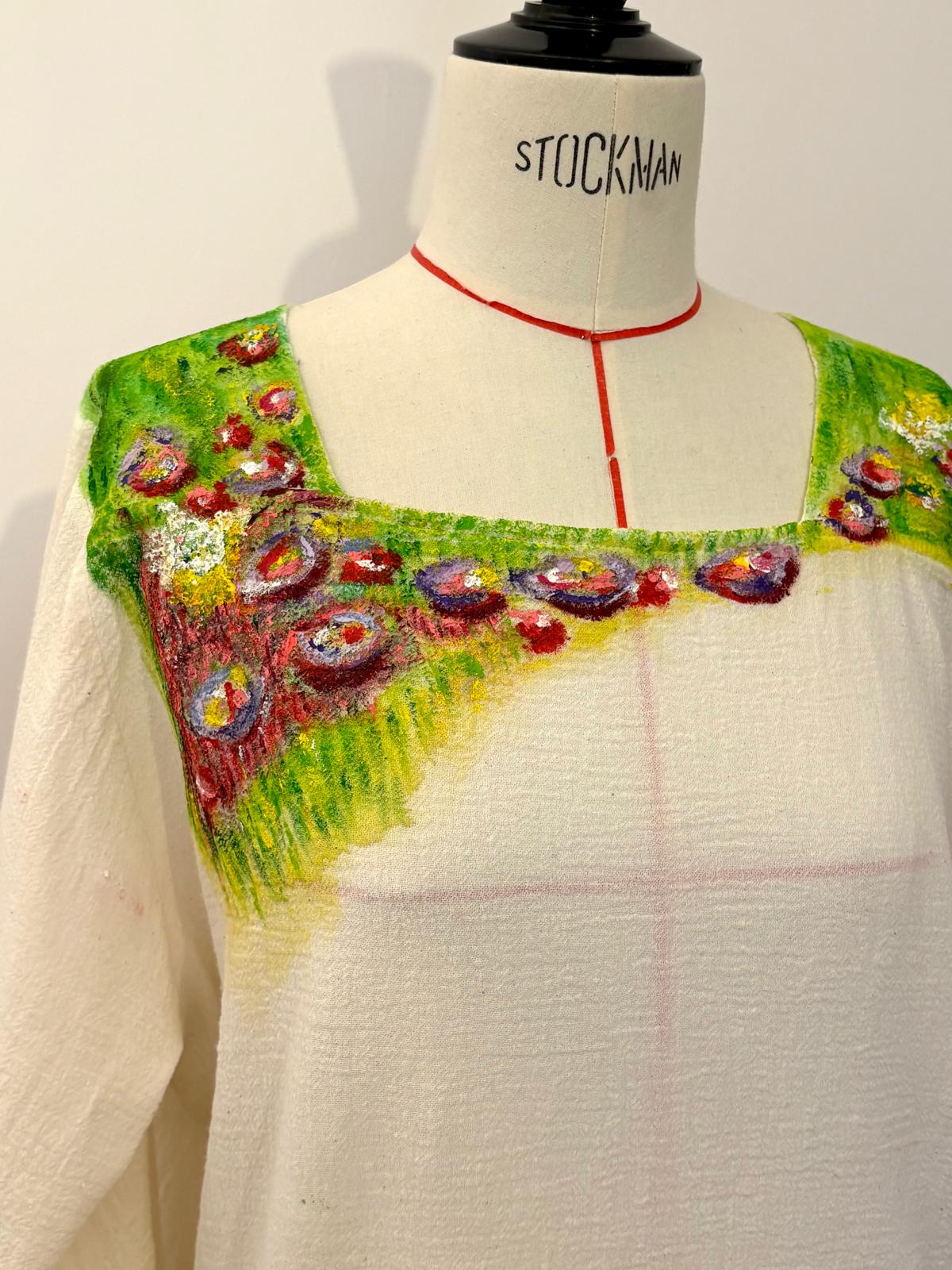 Garden Hand Painted Cotton Blouse