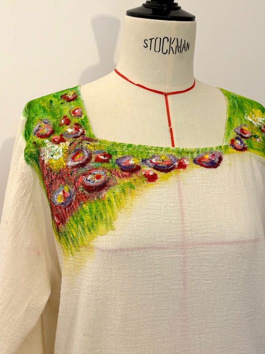 Garden Hand Painted Cotton Blouse