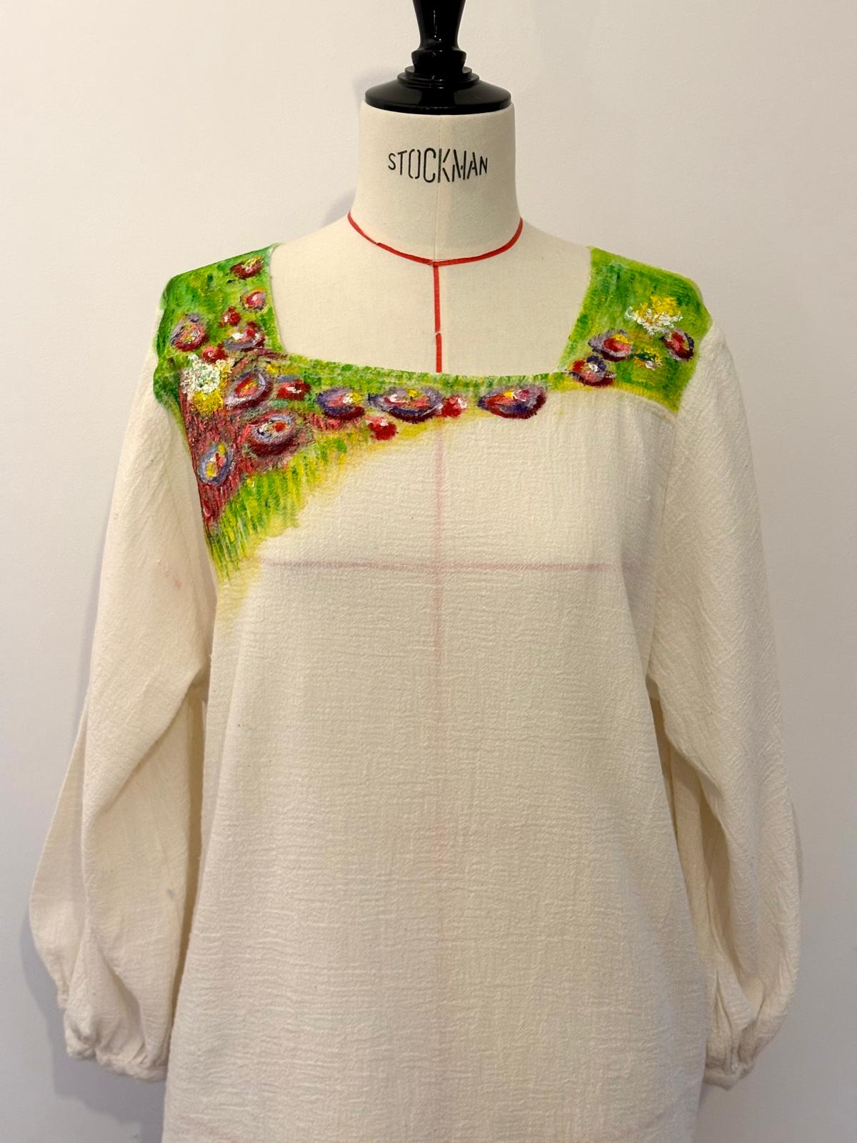 Garden Hand Painted Cotton Blouse