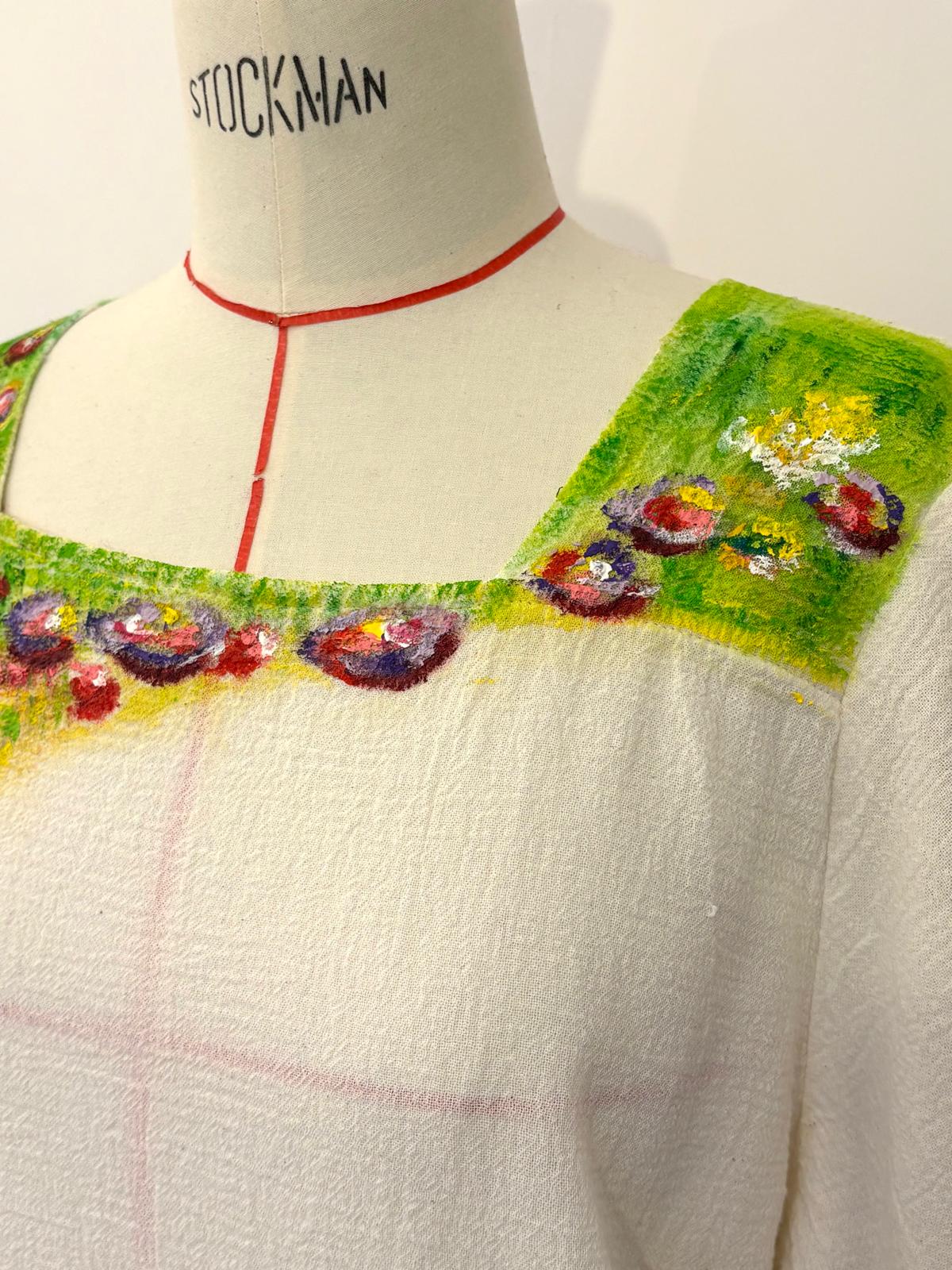 Garden Hand Painted Cotton Blouse