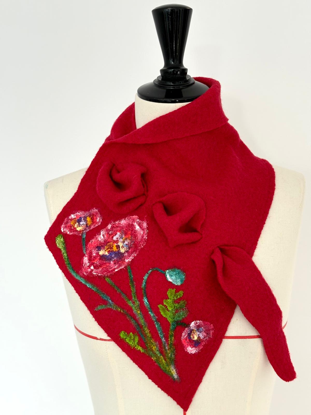 Pastel Garden Hand Painted Wool Scarf