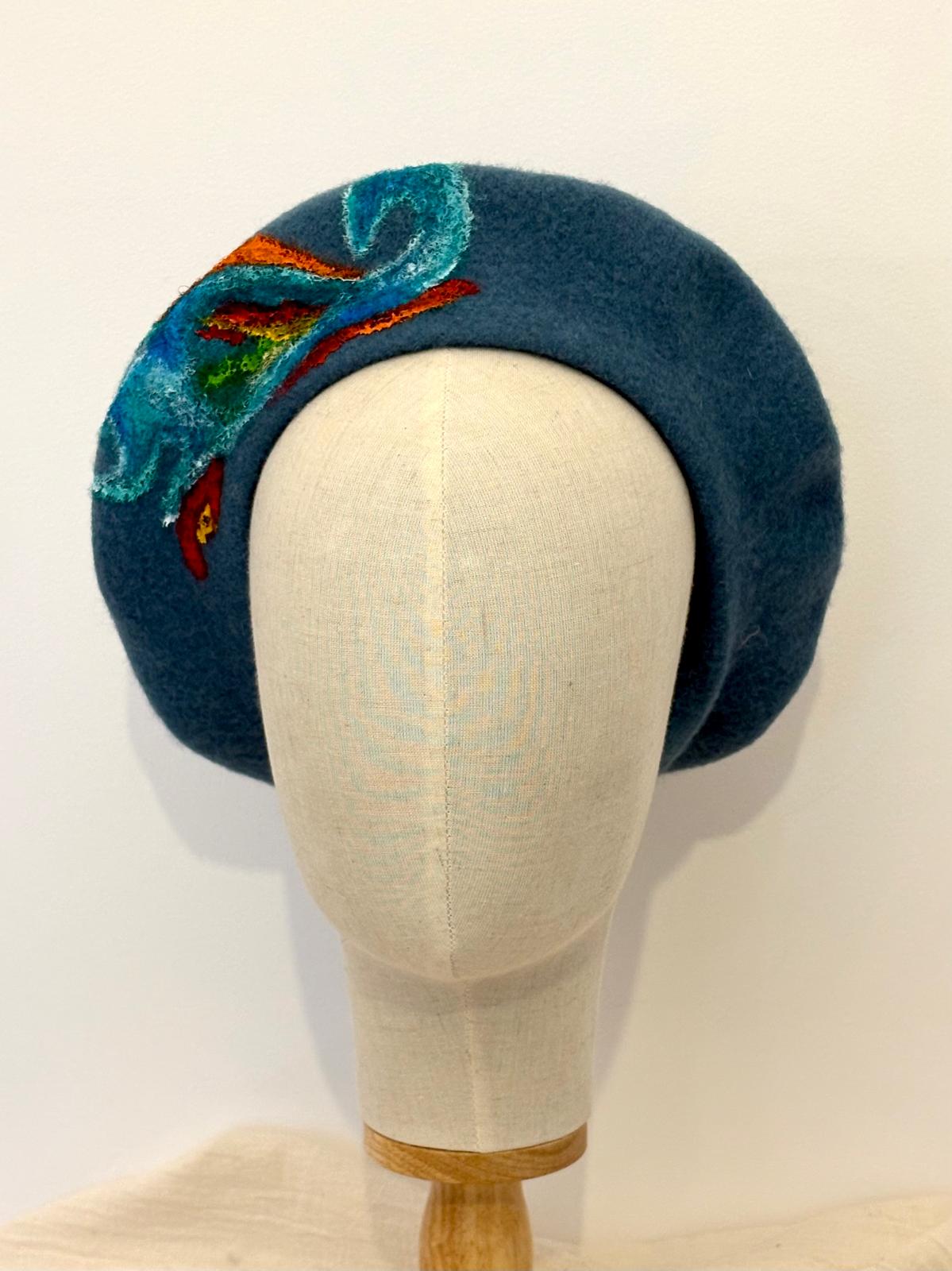 Forest Breeze Handpainted Wool Beret