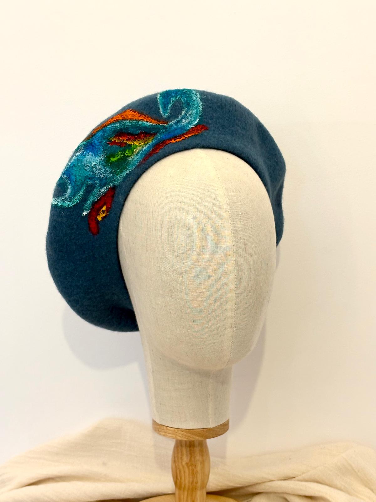 Forest Breeze Handpainted Wool Beret