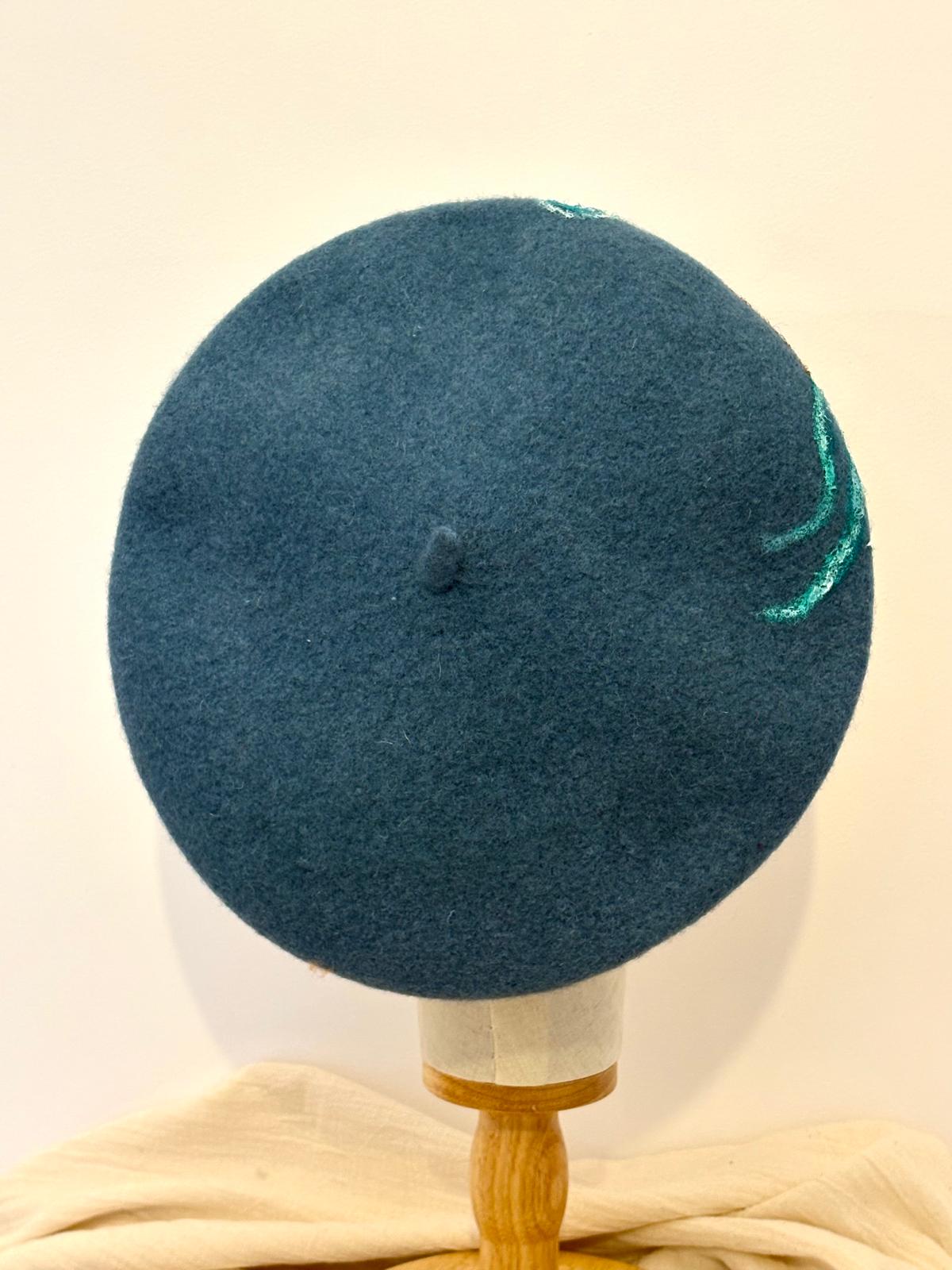 Forest Breeze Handpainted Wool Beret