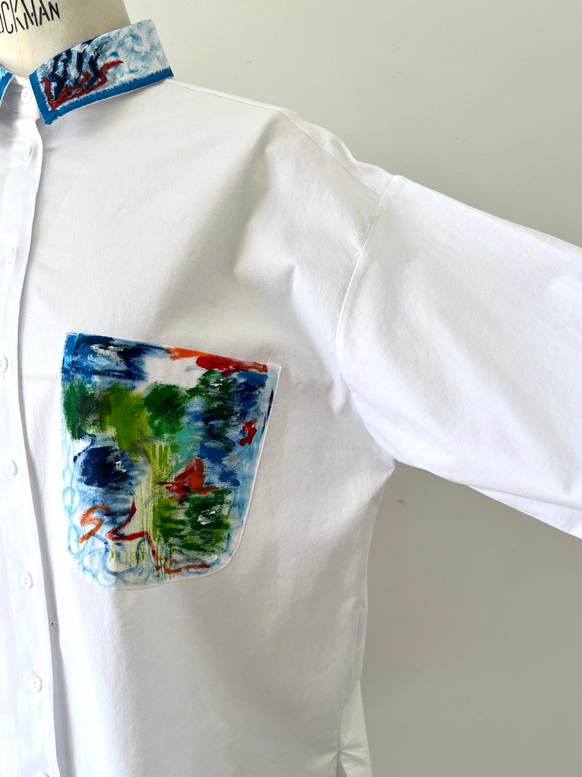 Impression Hand Painted Cotton Shirt